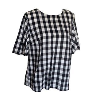 A NEW DAY Buffalo Checkered Puff Sleeves Blouse Large